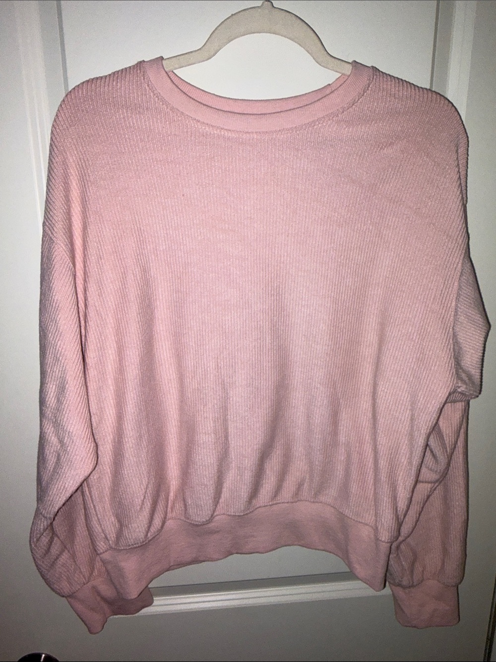 Reflex Light Pink Crewneck Ribbed Sweater